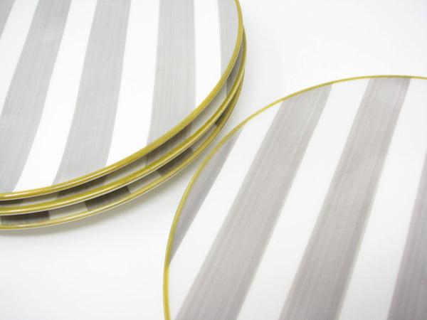 CMG Ceramicas Grey and White Striped Ceramic Dinner Plates - 4 Pieces