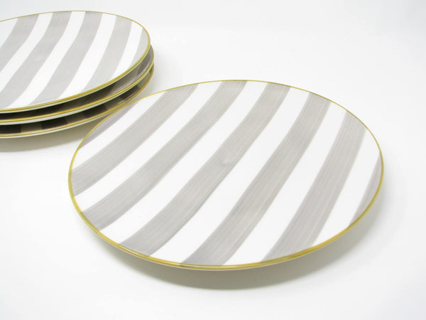 CMG Ceramicas Grey and White Striped Ceramic Dinner Plates - 4 Pieces