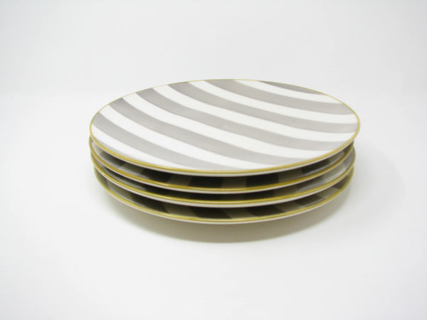 CMG Ceramicas Grey and White Striped Ceramic Dinner Plates - 4 Pieces