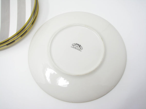 CMG Ceramicas Grey and White Striped Ceramic Dinner Plates - 4 Pieces
