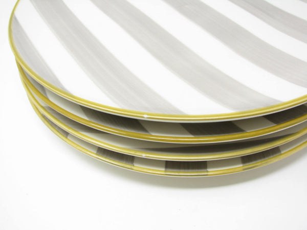 CMG Ceramicas Grey and White Striped Ceramic Dinner Plates - 4 Pieces