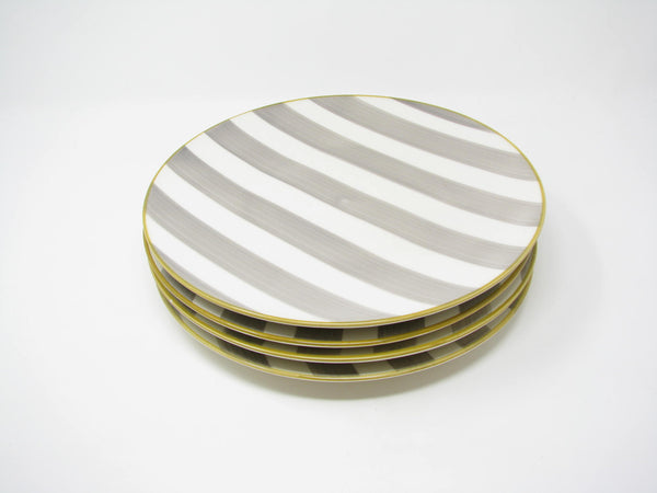 CMG Ceramicas Grey and White Striped Ceramic Dinner Plates - 4 Pieces