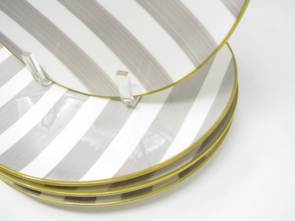 CMG Ceramicas Grey and White Striped Ceramic Dinner Plates - 4 Pieces