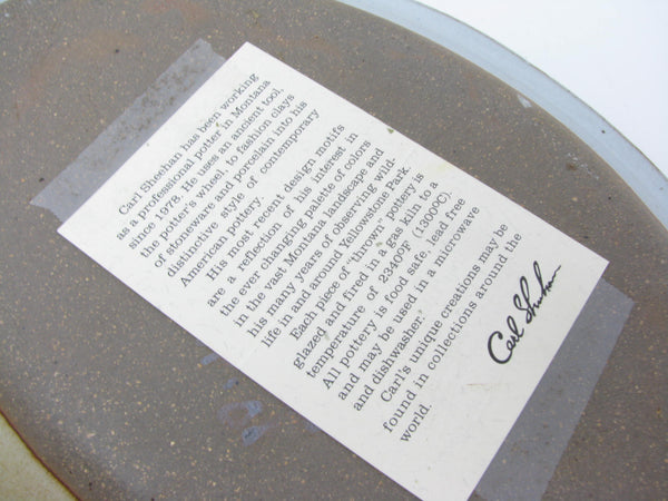 Carl Sheehan Fire Hole Pottery Sky Blue Oval Platter with Hand-Painted Landscape Mountain Scene