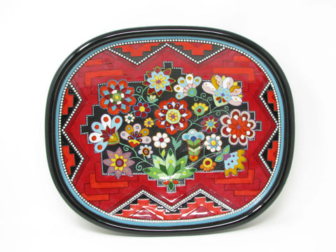 Clay Mesa Custom Hand-Crafted Decorative Pottery Plate Wall Décor with Floral Pattern
