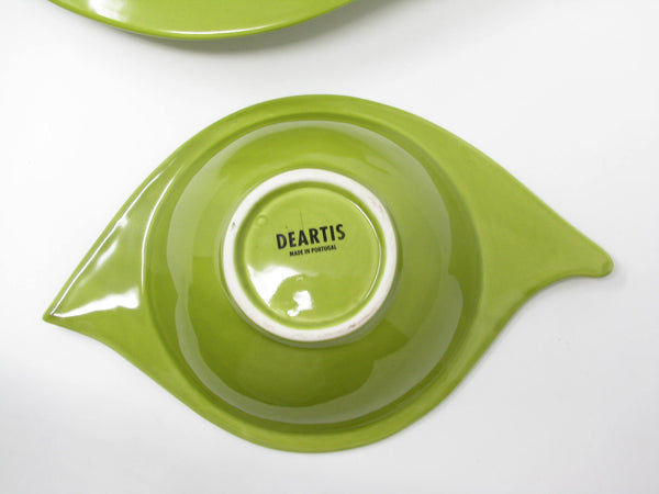 edgebrookhouse - Deartis Portugal Pottery Serving Bowls in Green with Organic Leaf Shape - 2 Pieces