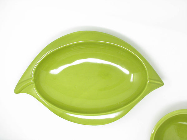 edgebrookhouse - Deartis Portugal Pottery Serving Bowls in Green with Organic Leaf Shape - 2 Pieces