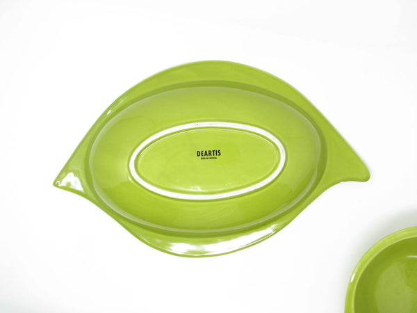 edgebrookhouse - Deartis Portugal Pottery Serving Bowls in Green with Organic Leaf Shape - 2 Pieces