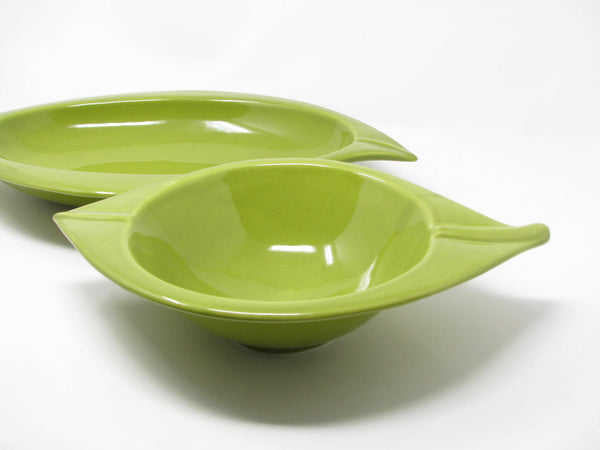 edgebrookhouse - Deartis Portugal Pottery Serving Bowls in Green with Organic Leaf Shape - 2 Pieces