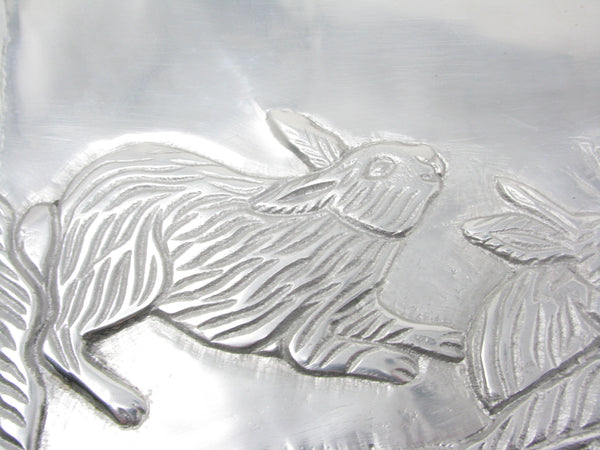 Vintage Holland Boone Scottsdale Polished Pewter Tray Featuring Rabbits
