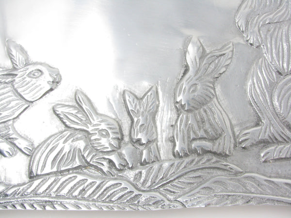Vintage Holland Boone Scottsdale Polished Pewter Tray Featuring Rabbits