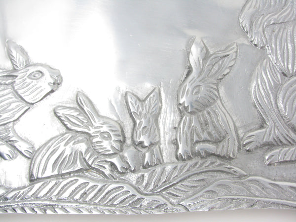 Vintage Holland Boone Scottsdale Polished Pewter Tray Featuring Rabbits