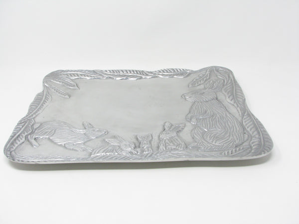 Vintage Holland Boone Scottsdale Polished Pewter Tray Featuring Rabbits