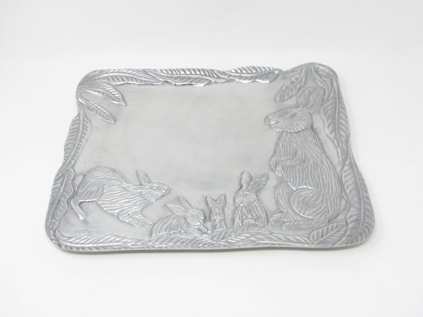 Vintage Holland Boone Scottsdale Polished Pewter Tray Featuring Rabbits