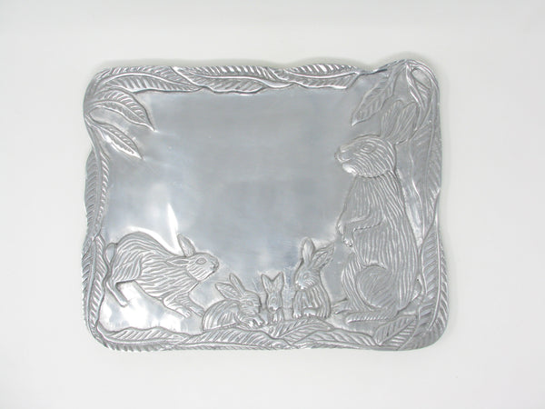 Vintage Holland Boone Scottsdale Polished Pewter Tray Featuring Rabbits