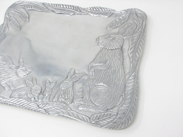 Vintage Holland Boone Scottsdale Polished Pewter Tray Featuring Rabbits