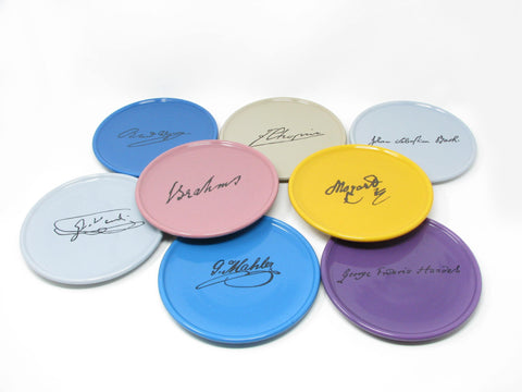 Modern Classical Music Composers Plates in Multiple Bright Colors - 8 Pieces