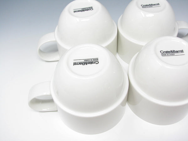 Modern Crate & Barrel Staxx Stackable White Mugs - 4 Pieces