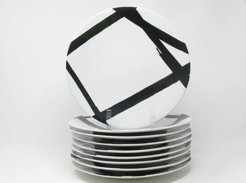 Modern DKNY Urban Graffiti Black White Dinner Plates by Lenox - 9 Pieces
