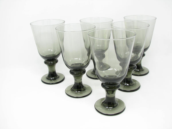 edgebrookhouse Modern Flare Black Smoke Glass Water Goblets by Libbey - 6 Pieces