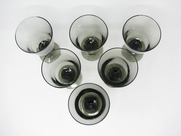 edgebrookhouse Modern Flare Black Smoke Glass Water Goblets by Libbey - 6 Pieces