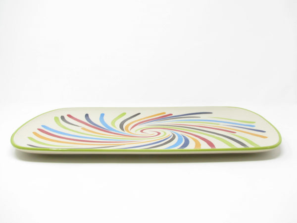 edgebrookhouse Modern Gail Pittman Ergon Tango Hand-Painted Ceramic Platter with Multicolor Swirl Design