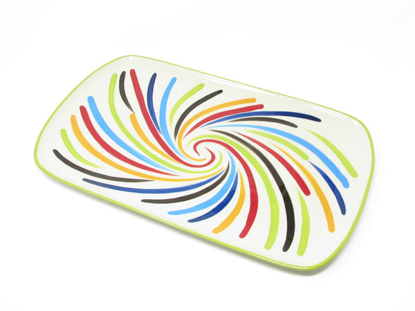 edgebrookhouse Modern Gail Pittman Ergon Tango Hand-Painted Ceramic Platter with Multicolor Swirl Design