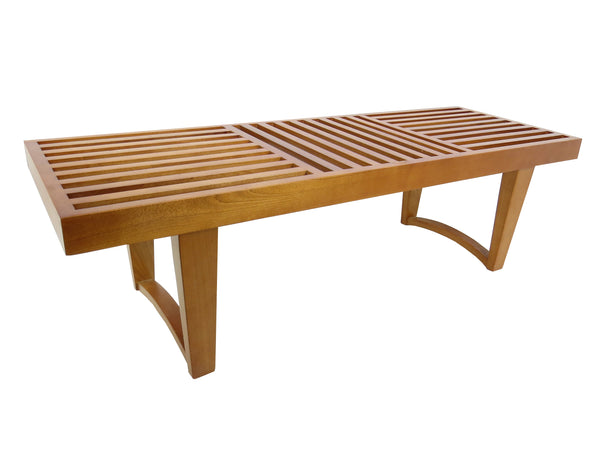 Modern George Nelson Style Slatted Teak Bench