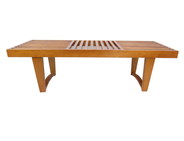 Modern George Nelson Style Slatted Teak Bench