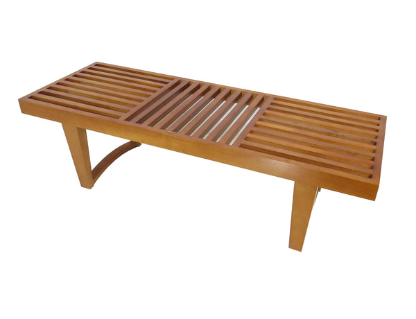 Modern George Nelson Style Slatted Teak Bench