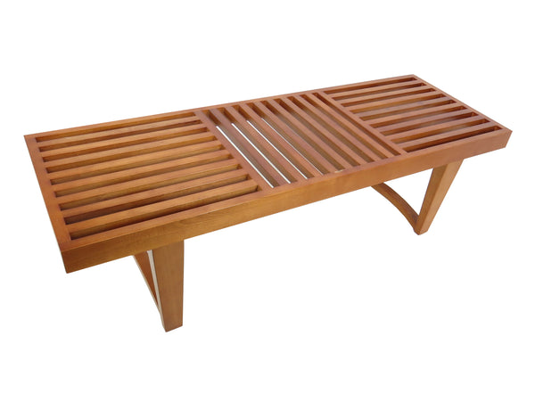 Modern George Nelson Style Slatted Teak Bench