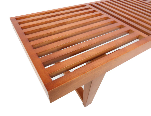 Modern George Nelson Style Slatted Teak Bench