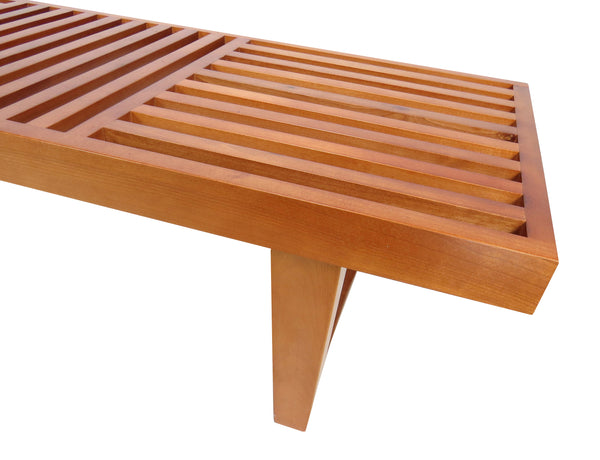 Modern George Nelson Style Slatted Teak Bench