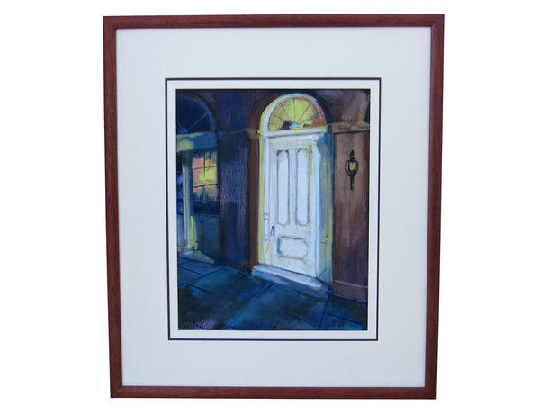 Original James Michalopoulos Chalk Sketching of Artist's Exterior Showroom