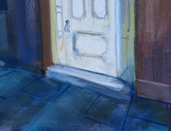 Original James Michalopoulos Chalk Sketching of Artist's Exterior Showroom