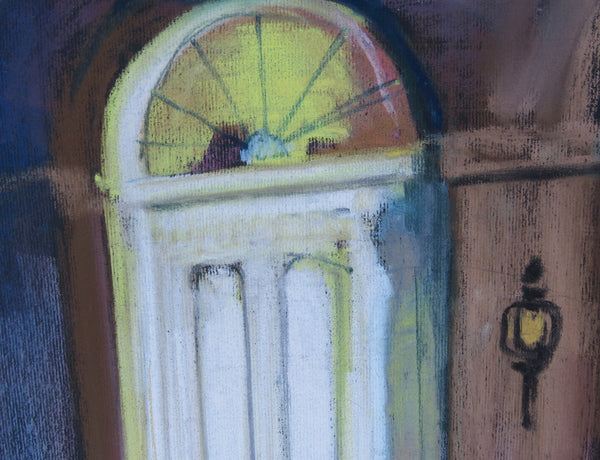 Original James Michalopoulos Chalk Sketching of Artist's Exterior Showroom