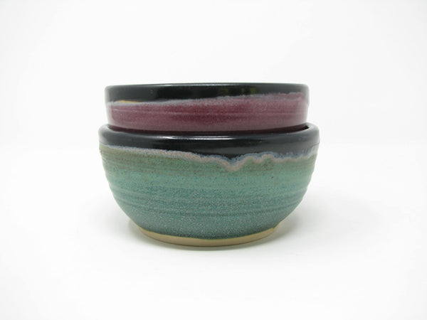 edgebrookhouse Terri Maloney-Houston Hand-Crafted Pottery Bowls in Green and Pink - 2 Pieces