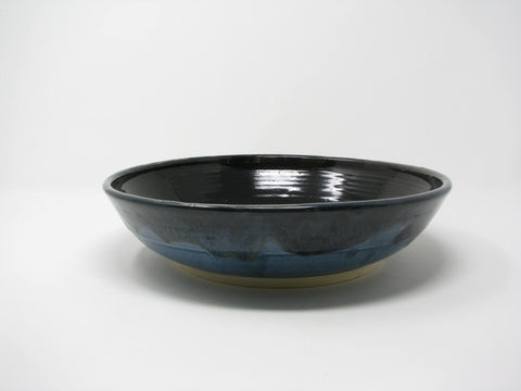 Terri Maloney-Houston Hand-Crafted Pottery Serving Bowl in Blue with Drip Glaze