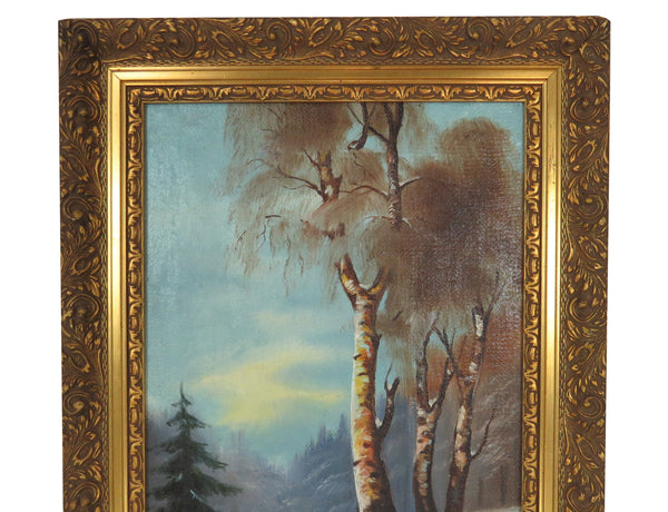 edgebrookhouse - Vintage 1930s Oil on Canvas Landscape Winter Scene by B Kulesz - Set of 9
