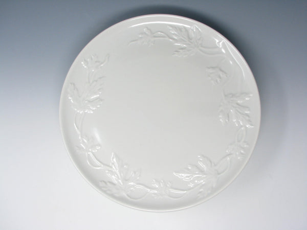 edgebrookhouse Vintage 1950s Brock California Ironstone Dinner Plates with Embossed Leaves - 8 Pieces
