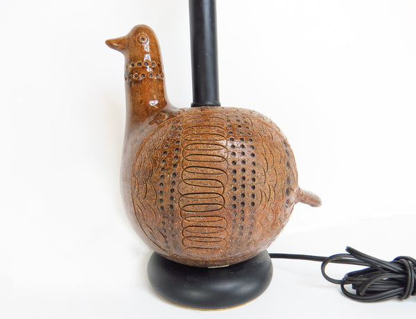 edgebrookhouse Vintage 1960s Aldo Londi for Bitossi Italian Art Pottery Partridge Bird Table Lamp