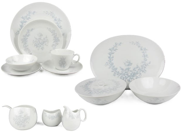 Vintage 1960s Raymond Loewy for Rosenthal Continental Rose Damask Dinnerware Set - 76 Pieces