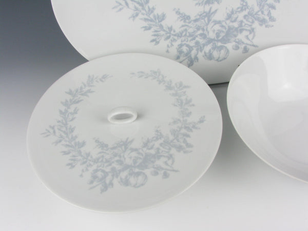 Vintage 1960s Raymond Loewy for Rosenthal Continental Rose Damask Dinnerware Set - 76 Pieces