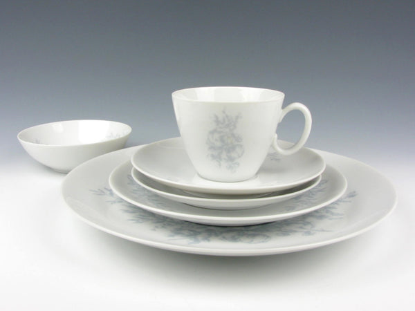 Vintage 1960s Raymond Loewy for Rosenthal Continental Rose Damask Dinnerware Set - 76 Pieces
