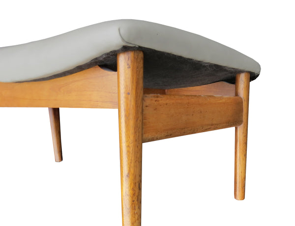 edgebrookhouse Vintage MCM Scandinavian Teak 3-Seater Upholstered Bench