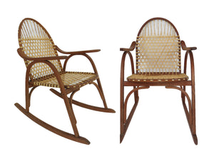 edgebrookhouse - Vintage 1960s Vermont Tubbs Oak Snowshoe Chairs With Rawhide Lacing - Set of 2