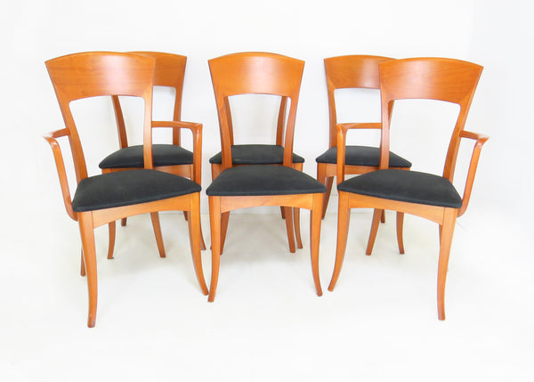 edgebrookhouse - Vintage 1970s Antonio Sibau Cherry Wood Dining Chairs Made in Italy - Set of 6