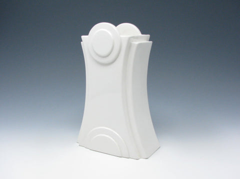 Vintage 1970s Fitz & Floyd Art Deco Style White Ceramic Vase