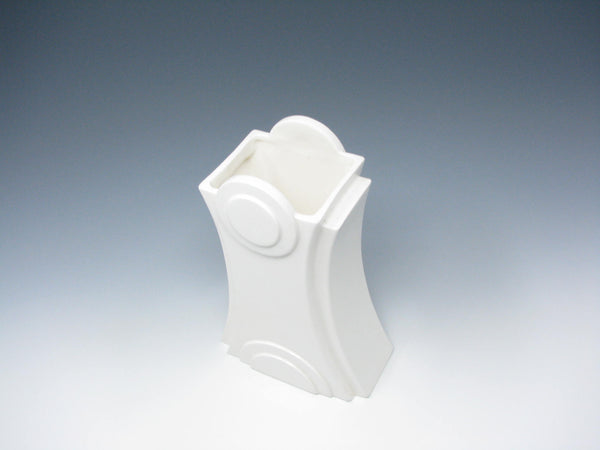 edgebrookhouse Vintage 1970s Fitz & Floyd Art Deco Style White Ceramic Vase