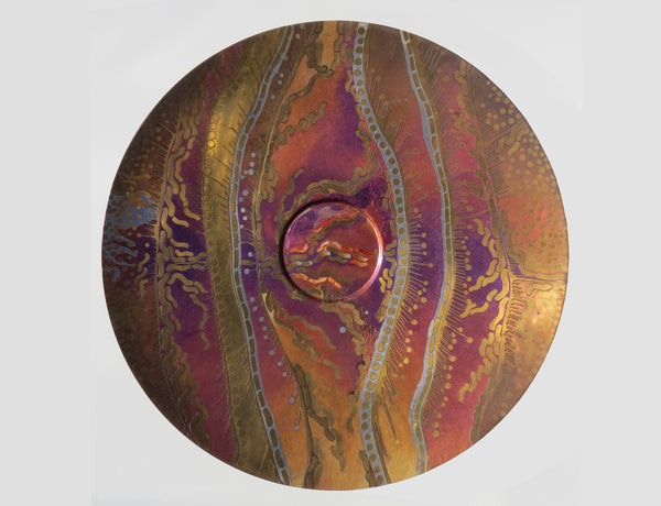 Vintage 1970s Lee and Naomi Peck Large Wall Art Metal Charger Signed by Both Artists